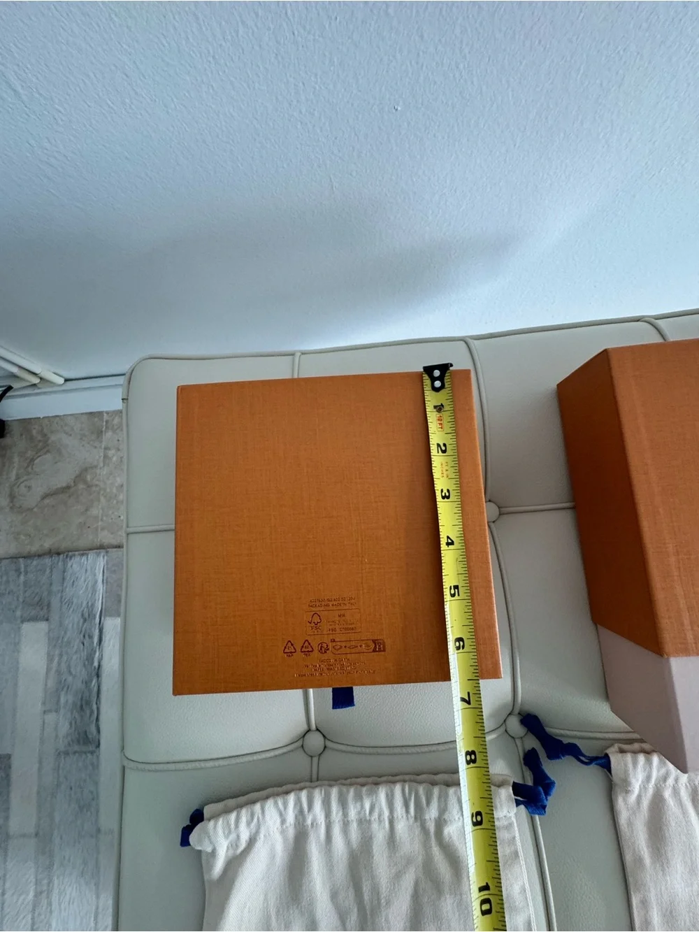 Louis Vuitton Orange Boxes with Cream Dust Bags and Blue Ribbons